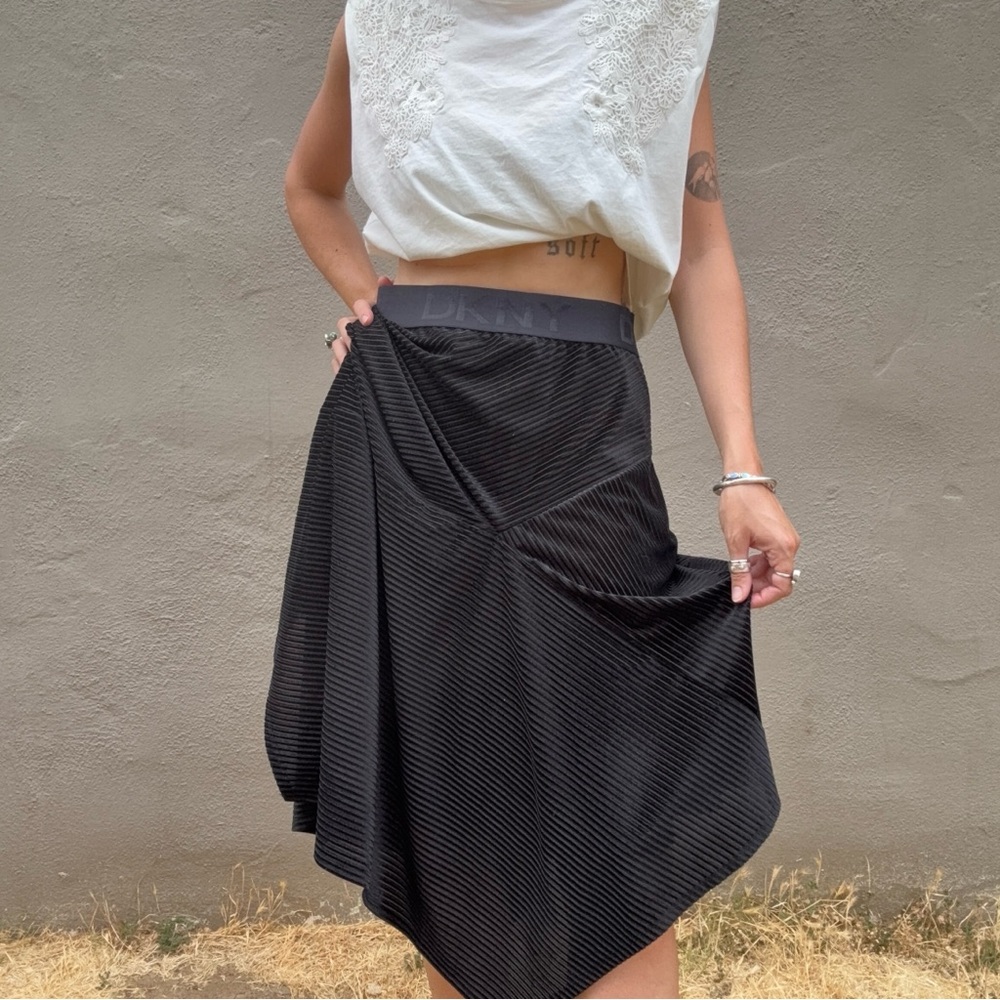 Vintage DKNY Black Velvet Stripe Skirt